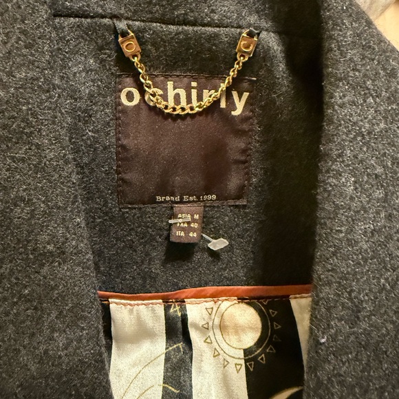 Ochirly Grey Wool Cropped Blazer With Crest Prep School Style Medium - Picture 6 of 11